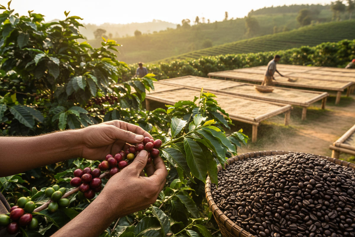 At Kaaveri Grove India, every coffee bean is selectively handpicked at peak maturity and processed using high-grade washing and drying methods right at the estate. This careful approach preserves the bean's natural character, ensuring consistency in aroma and taste. Our beans are then roasted to perfection using time-tested techniques that highlight their unique flavour profile.