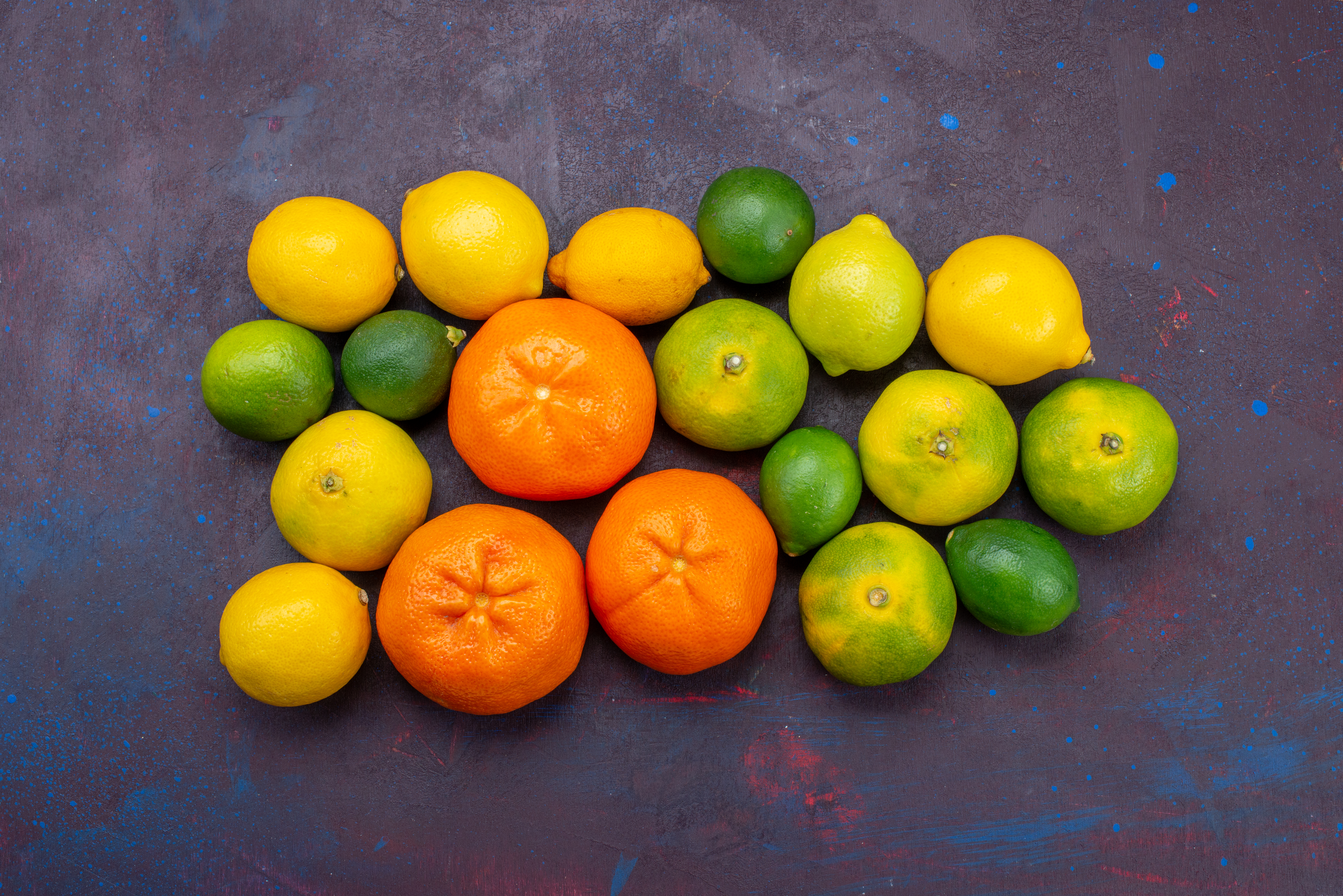 Top view of fresh juicy fruits